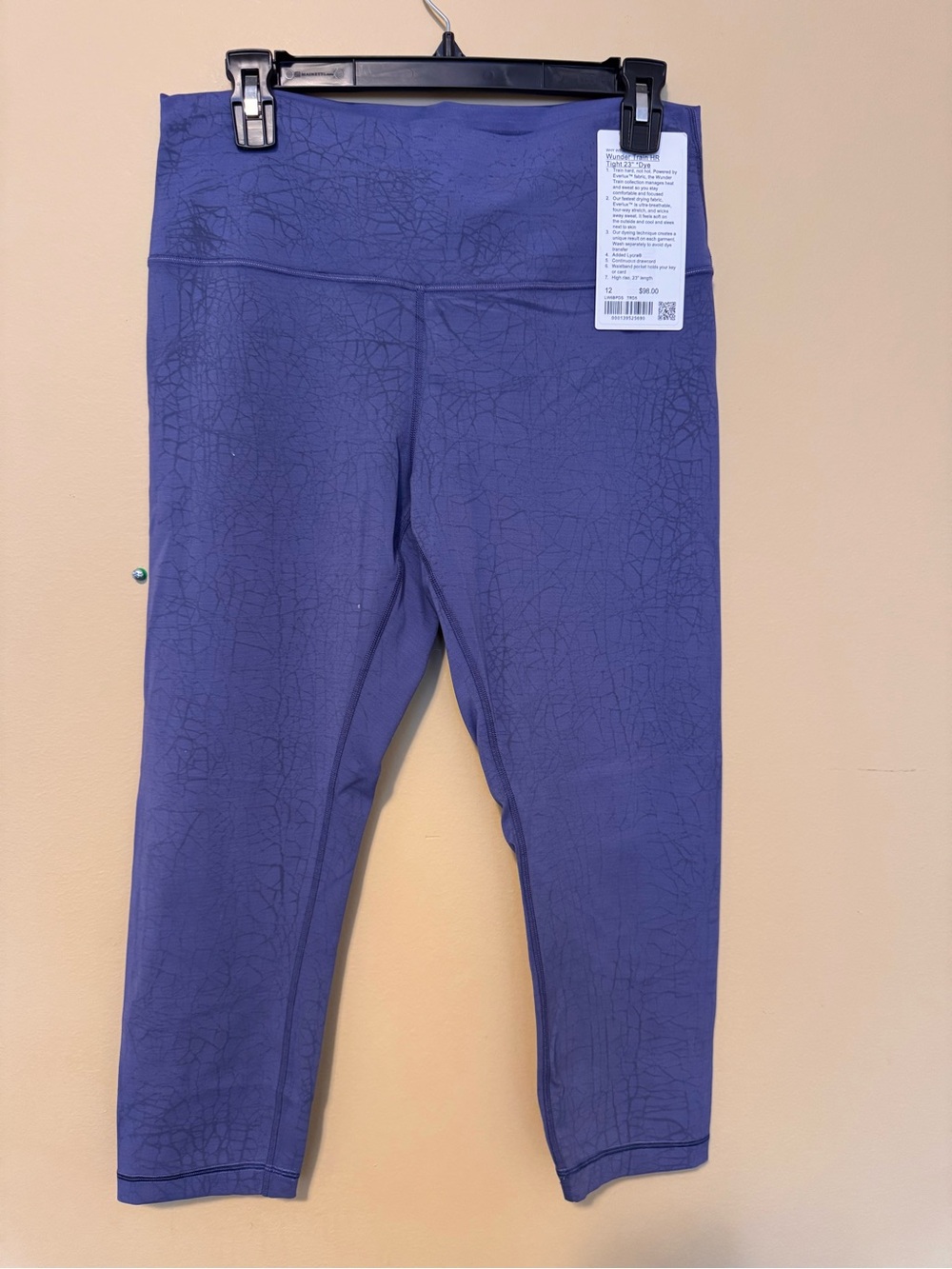 Lululemon Women’s Wunder Trainer blue HR Tight 23” Dye. Size 12